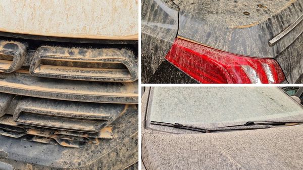 "E Crăciunul pentru spălătoriile auto!" Un internaut nu și-a mai recunoscut mașina în parcare din cauza prafului saharian