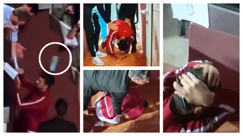 Momentul în care Novak Djokovic este lovit cu o sticlă în cap
