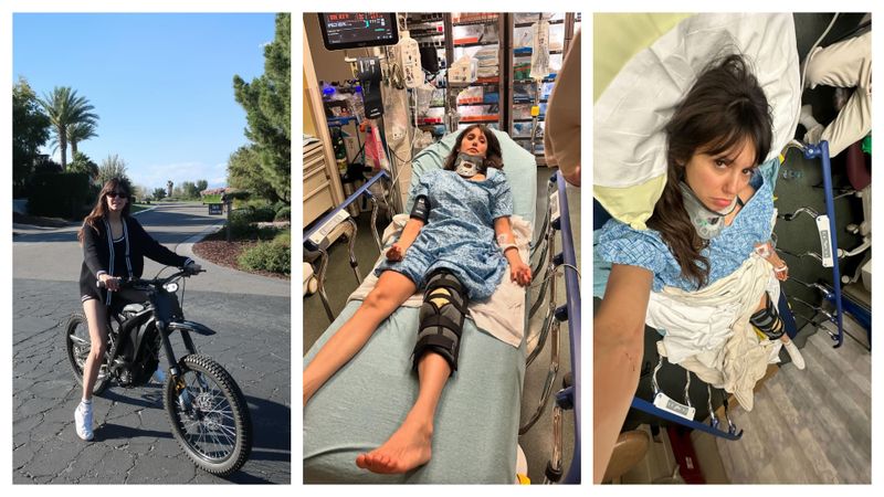 Nina Dobrev a avut un accident cu bicicleta