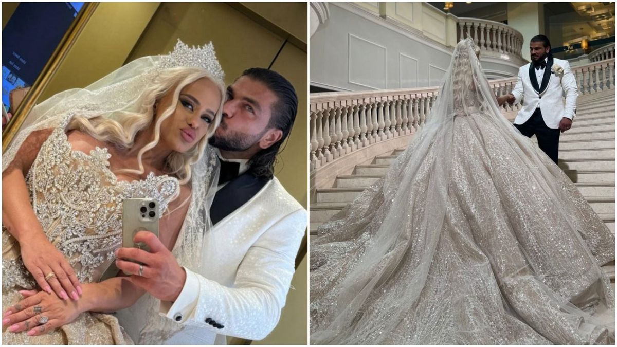 Cum a arătat cea de-a doua rochie de mireasă purtată de Anda Adam la nunta cu Joseph Eudor Mohaci 