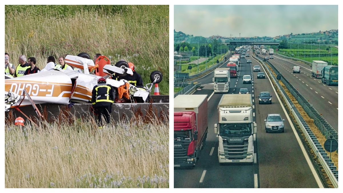 Avion prăbușit pe autostradă