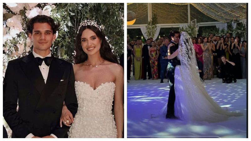 Ianis Hagi și soția lui, Elena, desprinși din poveste cu ținutele de mii de euro! Imagini spectaculoase cu tortul, verighetele și invitații de marcă