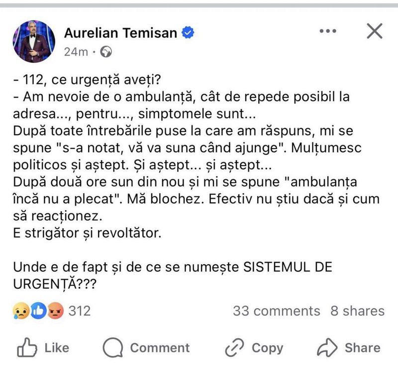  Aurelian Temișan a sunat la 112