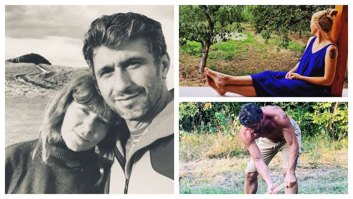 Kadri Bucur, la 9 ani, învățând să manevreze un excavator 