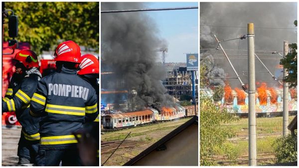 Un vagon dezafectat a luat foc &icirc;n zona gării din Cluj-Napoca
