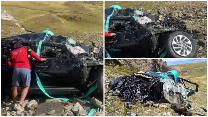Bărbatul care a sărit cu mașina &icirc;ntr-o prăpastie de pe Transalpina şi-a anunţat intenţia sinuciderii. Familia nu l-a putut opri