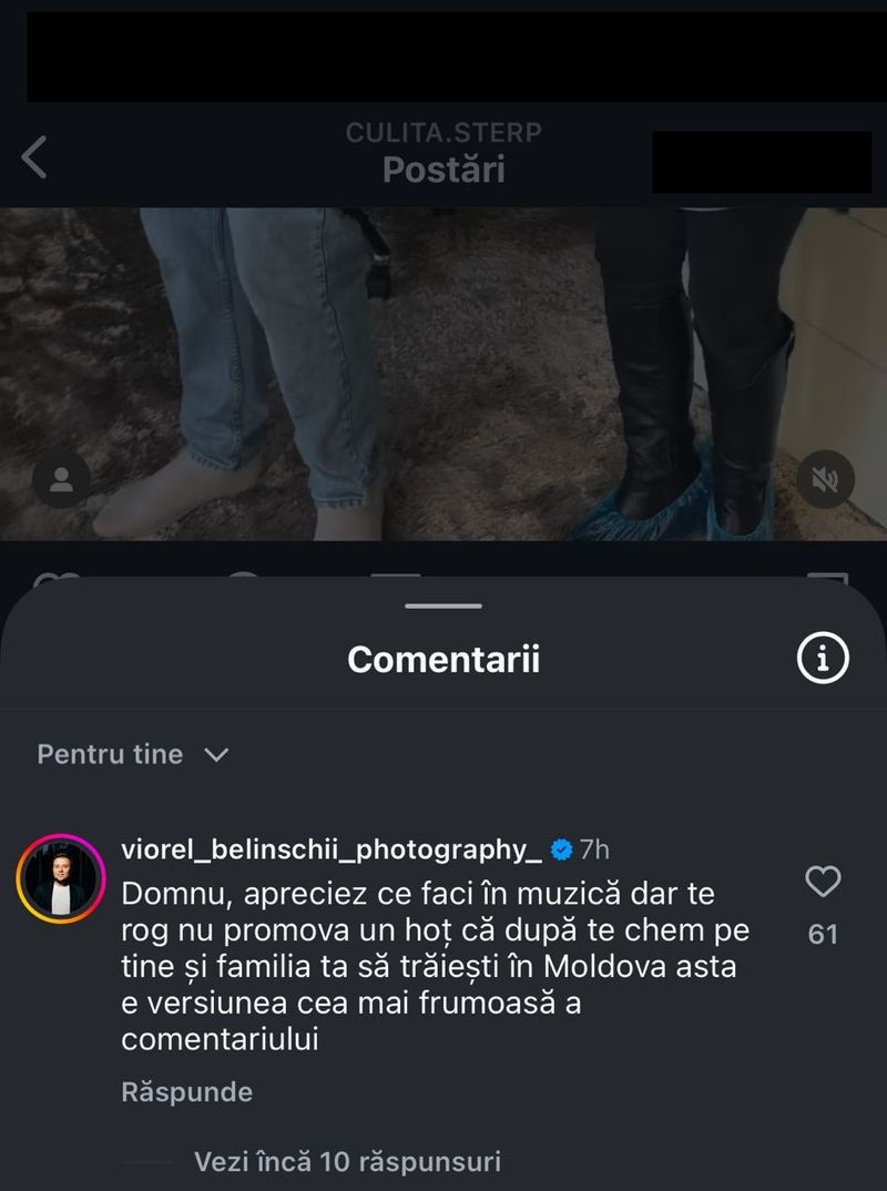 Viorel Belinschi, mesaj dur pentru Culiță Sterp