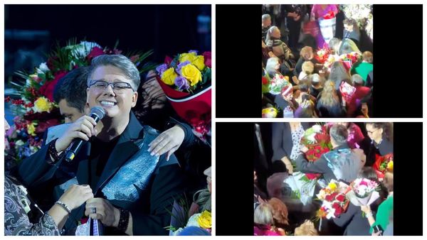 Imagini de senzație cu Fuego! Artistul, asaltat de sute de femei cu buchete de flori și cadouri la sfarșitul concertului