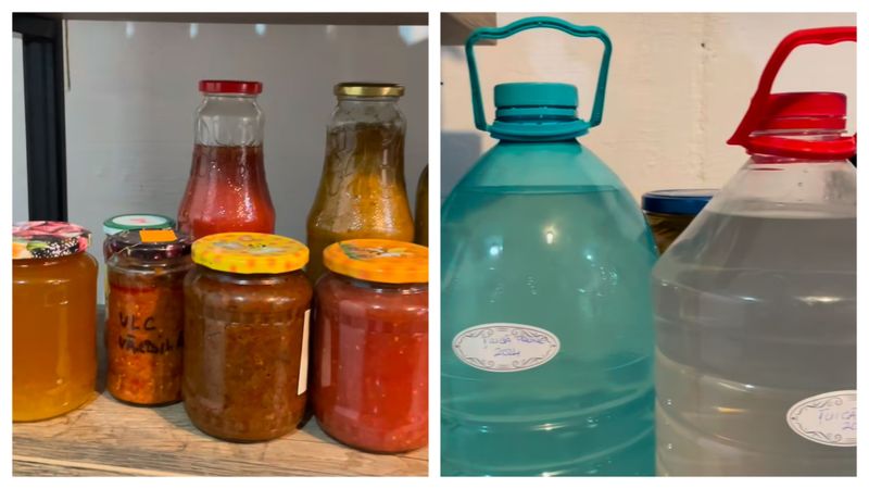 Țuica în bidoane de plastic din cămara lui Dragoș Bucur și Dana Nălbaru, subiect de discuție