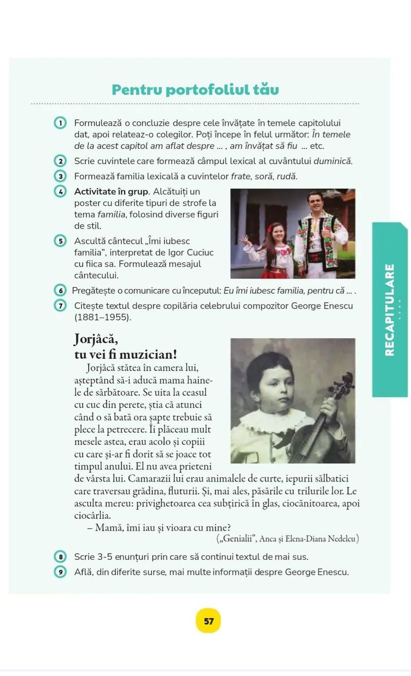 Andreea și Igor Cuciuc apar în manualul de limba română pentru clasa a V-a 