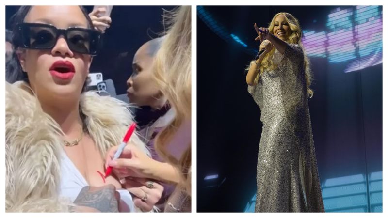 Rihanna, moment viral alături de Mariah Carey