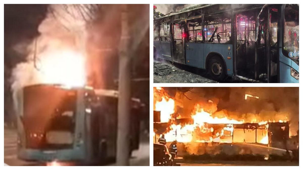 Un autobuz STB a luat foc