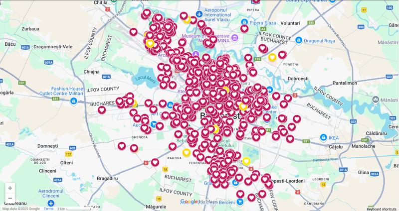 Vezi aici harta magnoliilor din București în 2025 