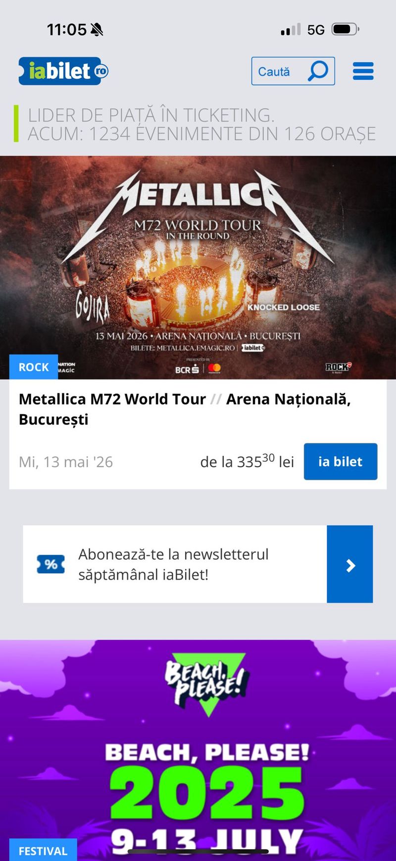 Bilete pre sale Metallica. Cat costa