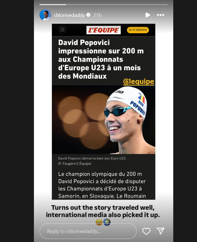 David Popovici și-a văzut numele în L'Equipe