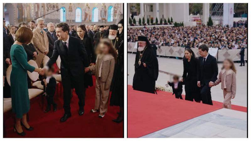 Nicușor Dan, alături de familia sa la ceremonia de sfințire a Catedralei M&acirc;ntuirii Neamului! Fiul președintelui Rom&acirc;niei a furat toate privirile: &bdquo;Cel mai simpatic din tot evenimentul a fost copilul&rdquo;