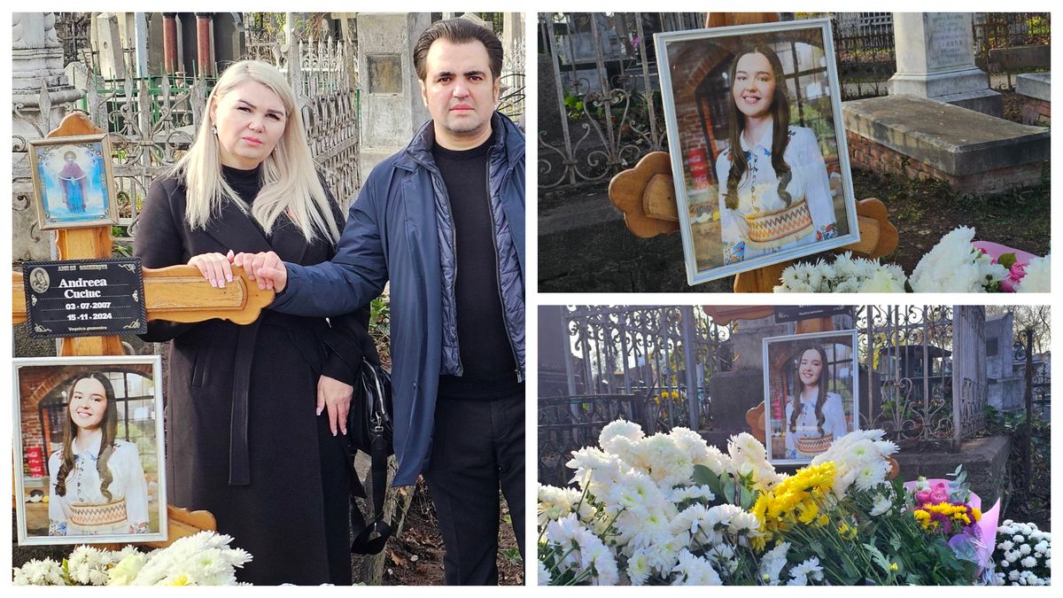 Imagini sfâșietoare de la parastasul de un an al Andreei Cuciuc! Părinții și colegii tinerei sunt îngenunchiați de durere: Igor Cuciuc: „I-am zis așa, stând la crucea ei: Te rugăm, Andreea, să nu ne lași...Viața noastră s-a rupt odată cu plecarea ta”
