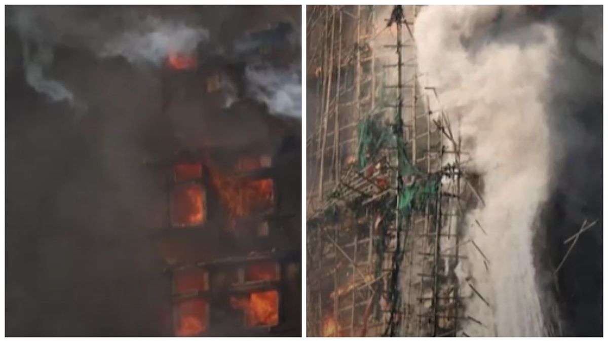 Pompierii din Hong Kong &icirc;ncearcă să stingă incendiul uriaș care a cuprins mai multe blocuri rezidențiale &icirc;n renovare