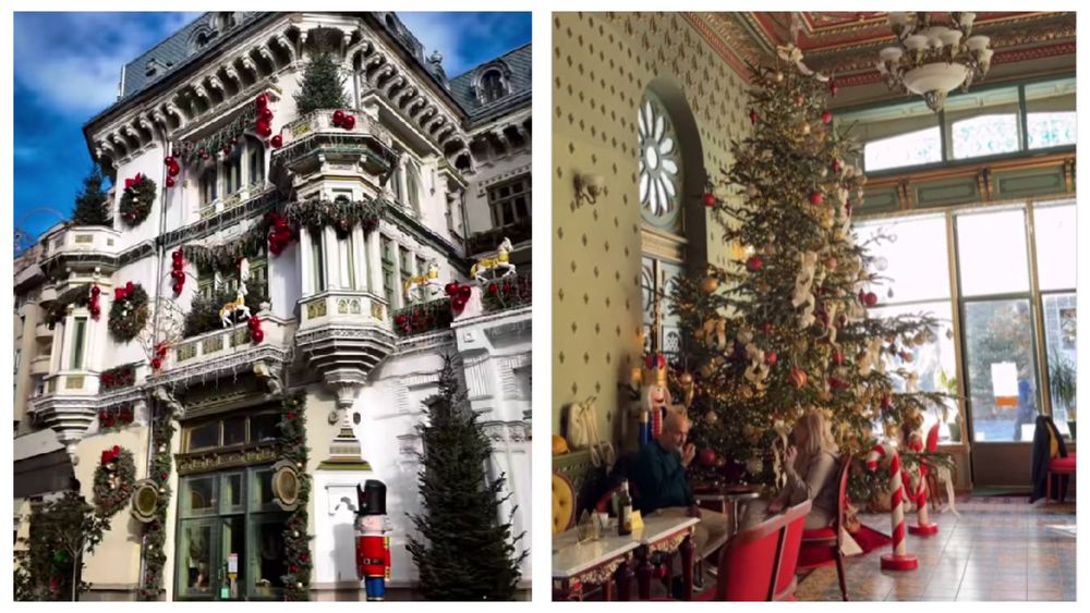 Crăciun de poveste în inima CRAIOVEI! Cofetăria MINERVA, una dintre bijuteriile arhitecturale ale orașului, a fost decorată pentru sărbători și arată spectaculos