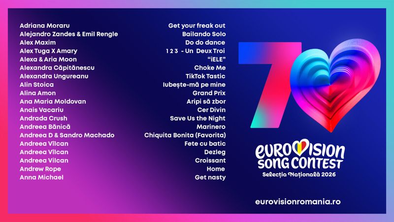 Piesele înscrise la Selecția Națională 2026