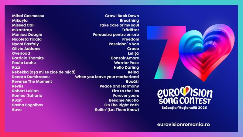 101 piese, înscrise la Eurovision România 2026