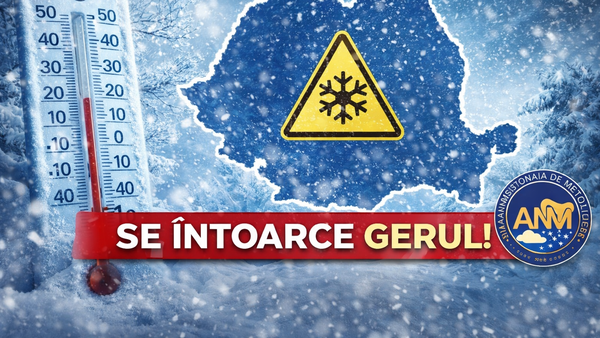 ALERTĂ METEO! Ger năprasnic, ninsori și v&acirc;nt puternic in Romania , minus 14 grade &icirc;n unele zone