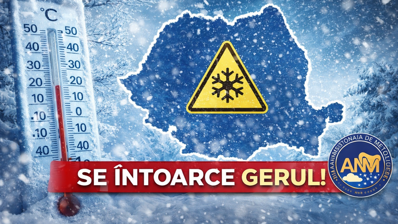 ALERTĂ METEO! Ger năprasnic, ninsori și v&acirc;nt puternic in Romania , minus 14 grade &icirc;n unele zone