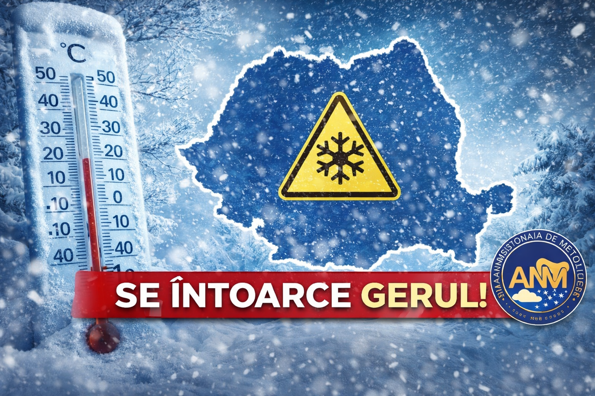 ALERTĂ METEO! Ger năprasnic, ninsori și v&acirc;nt puternic in Romania , minus 14 grade &icirc;n unele zone