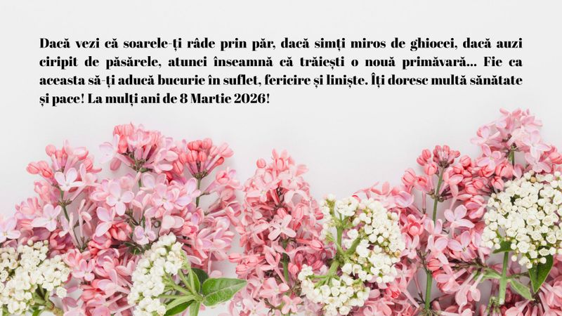 Mesaje și urări de 8 Martie 2026 