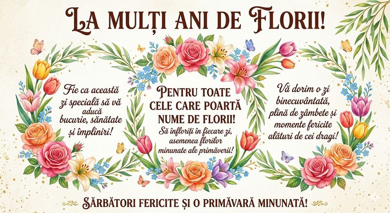 Vezi ce poți să le transmiți apropiaților cu ocazia Floriilor 