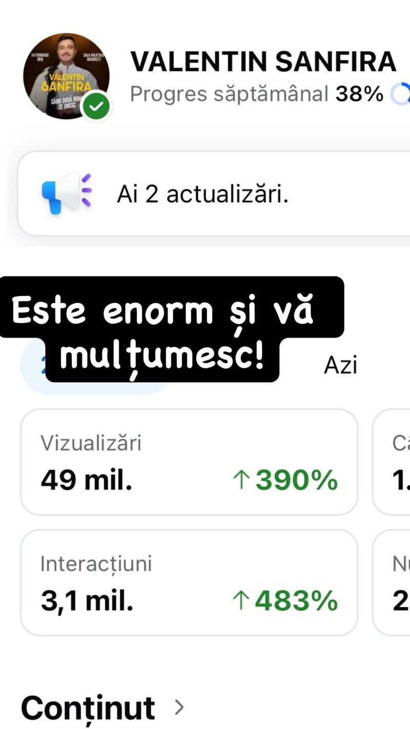 Valentin Sanfira, performanță uriașă pe Instagram 