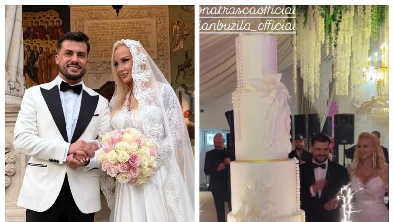 Imagini cu TORTUL SPECTACULOS de la nunta Simonei Trașcă. Vedeta și soțul ei, Marian Buzilă, au organizat o petrecere grandioasă &icirc;n ziua &icirc;n care și-au unit destinele &icirc;n fața lui Dumnezeu