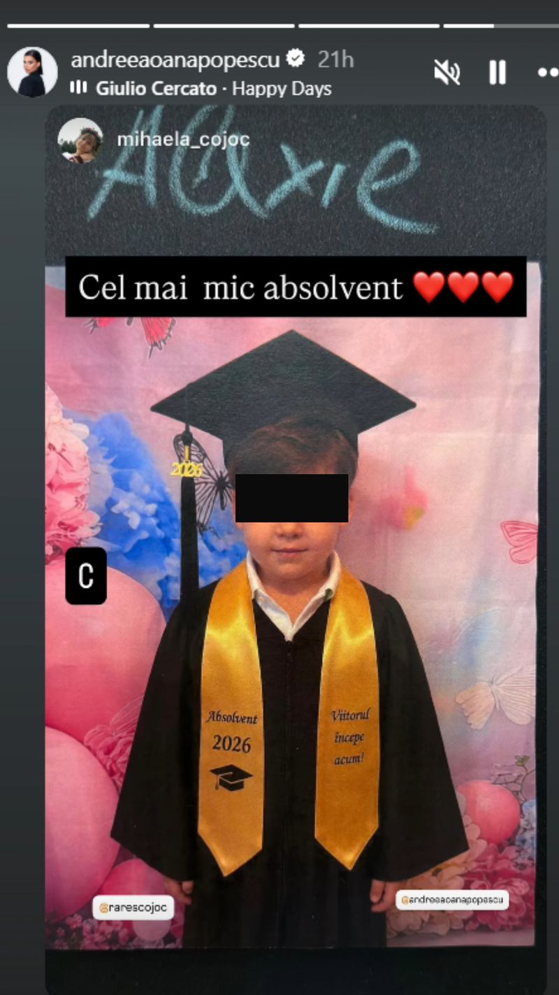Andreea Popescu și fosta soacră, alături de fiul cel mic în ziua în care a terminat grădinița 