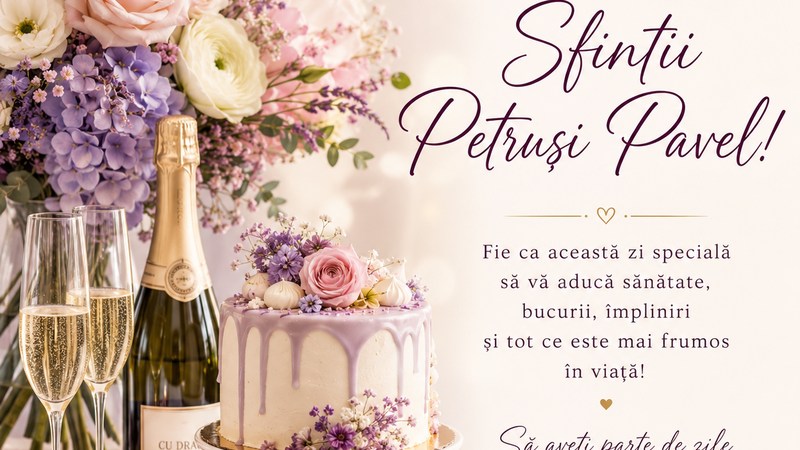 Mesaje de SF. PETRU ȘI PAVEL 2026. Idei de urări și felicitări pentru sărbătoriții zilei de 29 iunie: &bdquo;De ziua numelui tău, &icirc;ți doresc tot binele din lume, noroc, fericire si sănătate și să ți se &icirc;ndeplinească toate dorințele. La mulți ani!&rdquo;