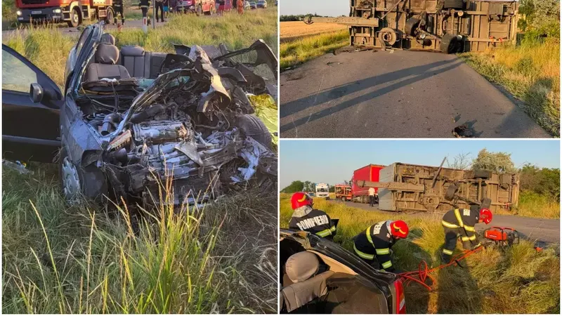 Accident &icirc;n Brăila! Doi soți au murit după ce remorca unui tir s-a desprins