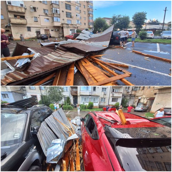 VIDEO: O furtună violentă a avut loc &icirc;n T&acirc;rgoviște. Peste 100 de apeluri la 112 și acoperișuri smulse de v&acirc;nt