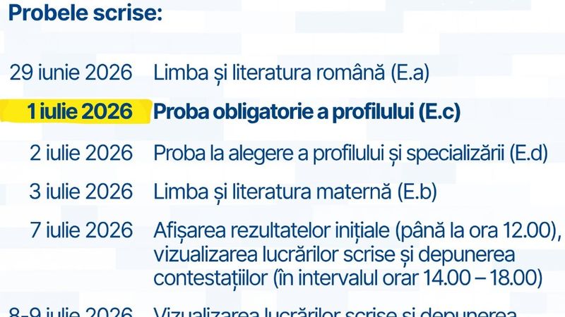 BACALAUREAT 2026: Azi are loc proba la alegere a profilului