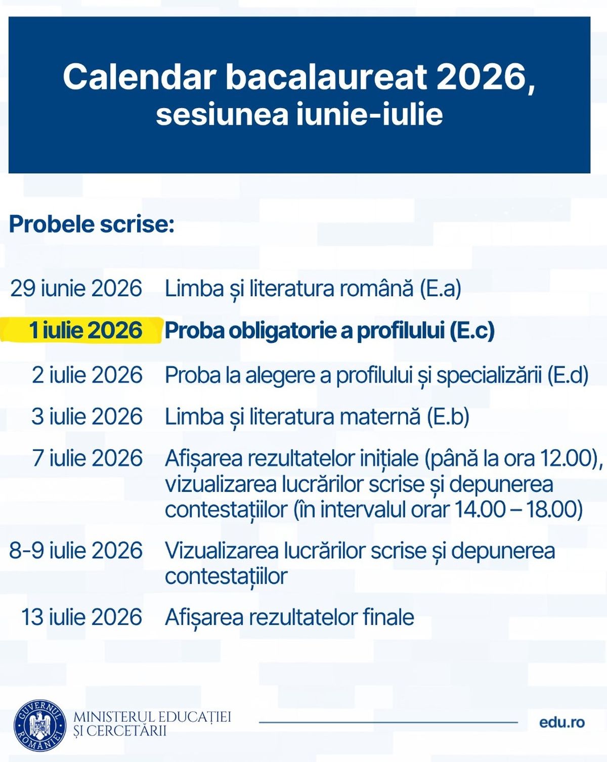 proba obligatorie in functie de profilul ales la examenul de bacalaureat are loc astazi