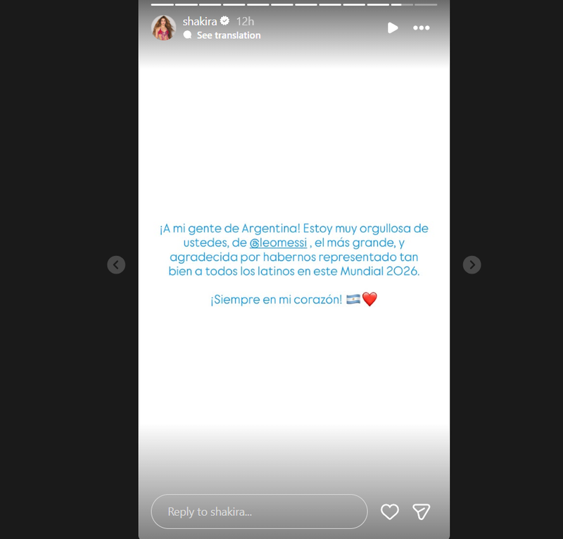 Shakira i-a transmis un mesaj lui Messi după finala Cupei Mondiale 2026