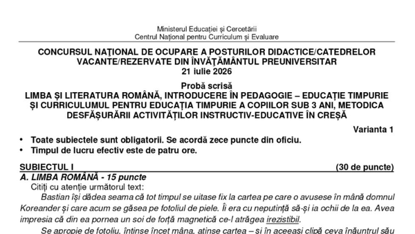 AU FOST PUBLICATE subiectele și baremele de corectare de la TITULARIZARE 2026. C&acirc;nd se afișează primele rezultate?