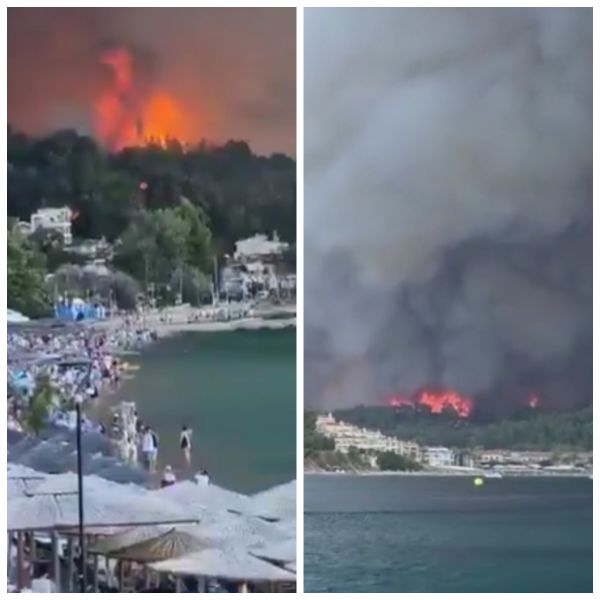 Situație dramatică &icirc;n Grecia, unde incendiile fac ravagii! Sute de turiști au fost evacuați pe mare din calea focului. &Icirc;n Halkidiki, flăcările au ajuns p&acirc;nă la 30 de metri &icirc;nălțime