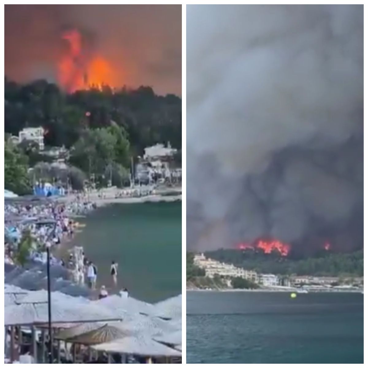 Situație dramatică &icirc;n Grecia, unde incendiile fac ravagii! Sute de turiști au fost evacuați pe mare din calea focului. &Icirc;n Halkidiki, flăcările au ajuns p&acirc;nă la 30 de metri &icirc;nălțime
