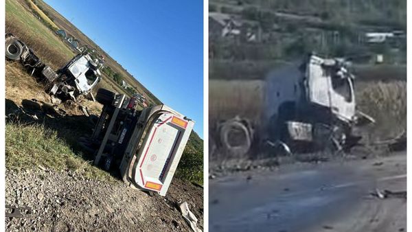 ACCIDENT GRAV &icirc;n Iași! O persoană a murit, iar alta a rămas inconștientă după ce un camion s-a răsturnat peste un autoturism. CE AU TRANSMIS autoritățile: &bdquo;&Icirc;n urma evenimentului...&rdquo;