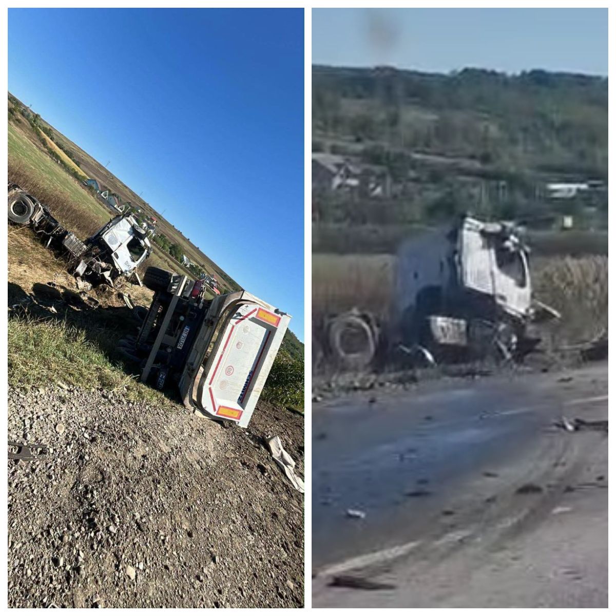 ACCIDENT GRAV &icirc;n Iași! O persoană a murit, iar alta a rămas inconștientă după ce un camion s-a răsturnat peste un autoturism. CE AU TRANSMIS autoritățile: &bdquo;&Icirc;n urma evenimentului...&rdquo;