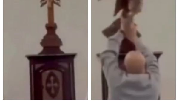 VIDEO MOMENTE ȘOCANTE &icirc;ntr-o biserică. O cruce a căzut peste un alt preot chiar &Icirc;N TIMPUL SLUJBEI, iar totul a fost surprins de camerele de supraveghere: "Locul &icirc;n care ar trebui să..."