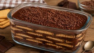 Tort de biscuiți cu budincă de ciocolată. Desertul simplu care &icirc;ți amintește de copilărie