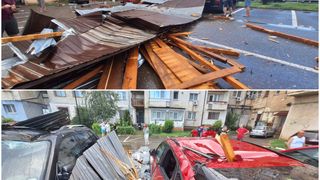 VIDEO: O furtună violentă a avut loc în Târgoviște. Peste 100 de apeluri la 112 și acoperișuri smulse de vânt