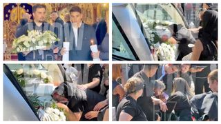 FOTO Durere de nedescris pentru mama Mădălinei Apostol, prăbușită peste sicriul fiicei sale. Trupul ei a fost scos din biserică în compania unei serenade de mariachi