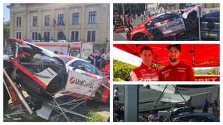 FOTO Fiul lui Mihai Leu a avut un accident în raliul creat în memoria tatălui său. Mașina campionului a fost distrusă