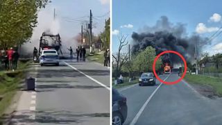 Foc puternic &icirc;ntr-un autocar, &icirc;n Tulcea! Ce se &icirc;nt&acirc;mplă cu cele 27 de persoane aflate la bordul său